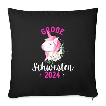 Ich werde große Schwester 2024 Einhorn Loading Süß - Sofakissenbezug 45 x 45 cm - Schwarz - Vorne