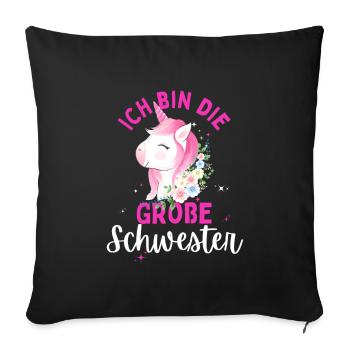 Ich werde große Schwester 2024 Einhorn Loading Süß - Sofakissenbezug 45 x 45 cm - Schwarz - Vorne