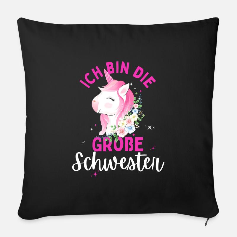 Ich werde große Schwester 2024 Einhorn Loading Süß - Sofakissenbezug 45 x 45 cm - Schwarz