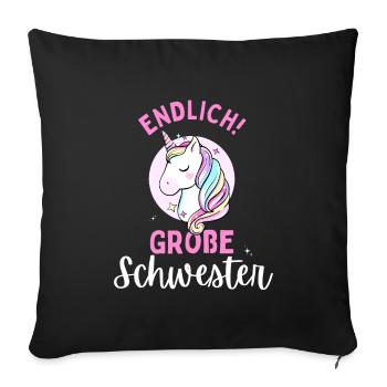 Ich werde große Schwester 2024 Einhorn Loading Süß - Sofakissenbezug 45 x 45 cm - Schwarz - Vorne