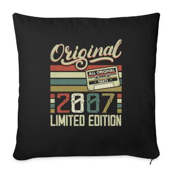 Vintage 2007 Cadeau D'anniversaire Rétro 2007 - Housse de coussin décorative 45 x 45 cm - noir - Devant