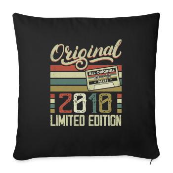 Vintage 2010 Cadeau D'anniversaire Rétro 2010 - Housse de coussin décorative 45 x 45 cm - noir - Devant