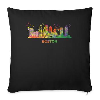 Bostonian Skyline Colorful Cityscape Boston - Sofa pillowcase 17,3'' x 17,3'' (45 x 45 cm) - black - Front