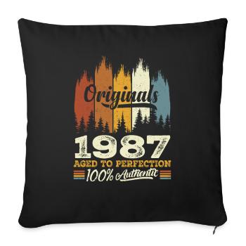 1987 Vintage Cadeau D'anniversaire 1987 Original - Housse de coussin décorative 45 x 45 cm - noir - Devant