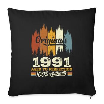 1991 Vintage Cadeau D'anniversaire 1991 Original - Housse de coussin décorative 45 x 45 cm - noir - Devant
