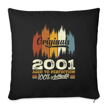 2001 Vintage Cadeau D'anniversaire 2001 Original - Housse de coussin décorative 45 x 45 cm - noir - Devant