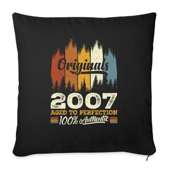 2007 Vintage Cadeau D'anniversaire 2007 Original - Housse de coussin décorative 45 x 45 cm - noir - Devant
