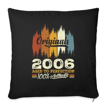 2006 Vintage Cadeau D'anniversaire 2006 Original - Housse de coussin décorative 45 x 45 cm - noir - Devant