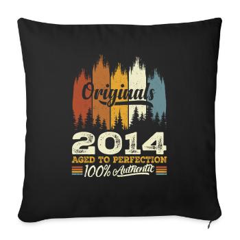 2014 Vintage Original 2014 Geburtstagsgeschenk - Sofakissenbezug 45 x 45 cm - Schwarz - Vorne