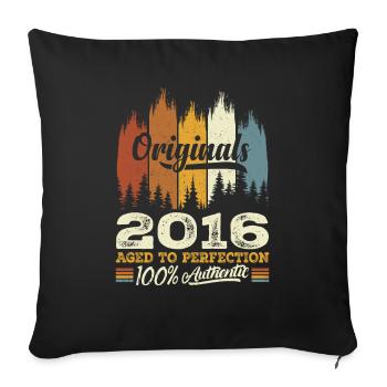 2016 Vintage Original 2016 Geburtstagsgeschenk - Sofakissenbezug 45 x 45 cm - Schwarz - Vorne
