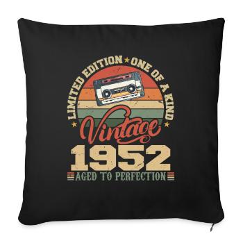 Jahrgang 1952 Retro 1952 Geburtstagsgeschenk - Sofakissenbezug 45 x 45 cm - Schwarz - Vorne