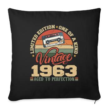 Vintage 1963 Cadeau D'anniversaire Retro 1963 - Housse de coussin décorative 45 x 45 cm - noir - Devant