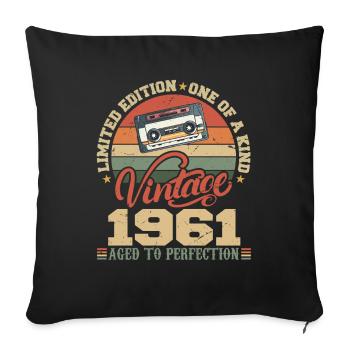 Vintage 1961 Retro Birthday Gift 1961 - Sofa pillowcase 17,3'' x 17,3'' (45 x 45 cm) - black - Front