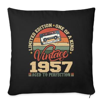 Vintage 1957 Retro 1957 Birthday Gift - Sofa pillowcase 17,3'' x 17,3'' (45 x 45 cm) - black - Front