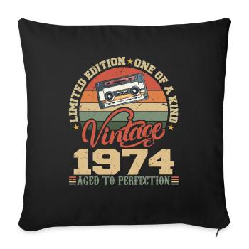 Vintage 1974 Retro Birthday Gift 1974 - Sofa pillowcase 17,3'' x 17,3'' (45 x 45 cm) - black - Front