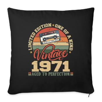 Vintage 1971 Cadeau D'anniversaire Retro 1971 - Housse de coussin décorative 45 x 45 cm - noir - Devant
