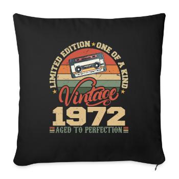 Jahrgang 1972 Retro 1972 Geburtstagsgeschenk - Sofakissenbezug 45 x 45 cm - Schwarz - Vorne