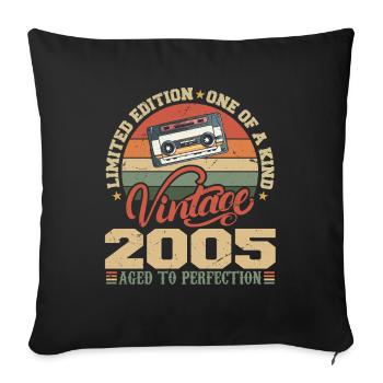 Vintage 2005 Cadeau D'anniversaire Retro 2005 - Housse de coussin décorative 45 x 45 cm - noir - Devant
