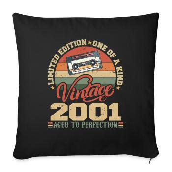 Vintage 2001 Retro 2001 Birthday Gift - Sofa pillowcase 17,3'' x 17,3'' (45 x 45 cm) - black - Front