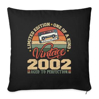Jahrgang 2002 Retro Geburtstagsgeschenk 2002 - Sofakissenbezug 45 x 45 cm - Schwarz - Vorne