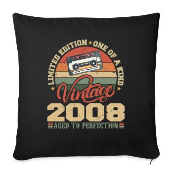 Vintage 2008 Cadeau D'anniversaire Retro 2008 - Housse de coussin décorative 45 x 45 cm - noir - Devant