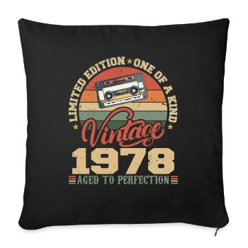 Vintage 1978 Cadeau D'anniversaire Retro 1978 - Housse de coussin décorative 45 x 45 cm - noir - Devant