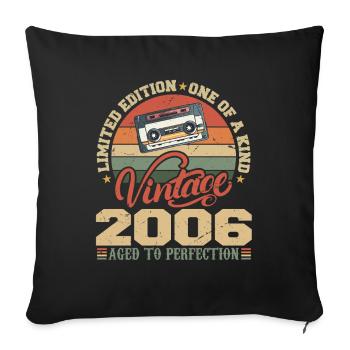 Vintage 2006 Cadeau D'anniversaire Retro 2006 - Housse de coussin décorative 45 x 45 cm - noir - Devant