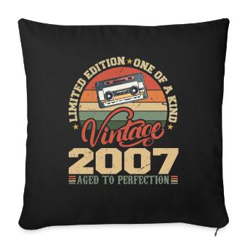 Jahrgang 2007 Retro Geburtstagsgeschenk 2007 - Sofakissenbezug 45 x 45 cm - Schwarz - Vorne