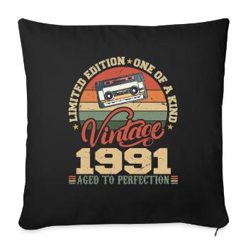 Vintage 1991 Cadeau D'anniversaire Retro 1991 - Housse de coussin décorative 45 x 45 cm - noir - Devant