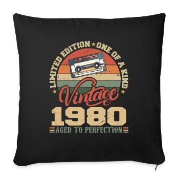 Vintage 1980's Retro 1980's Birthday Gift - Sofa pillowcase 17,3'' x 17,3'' (45 x 45 cm) - black - Front