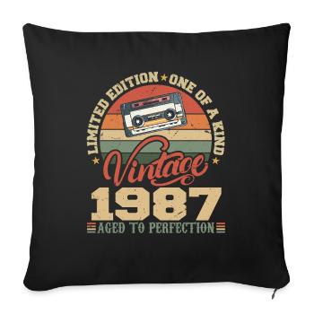 Vintage 1987 Retro Birthday Gift 1987 - Sofa pillowcase 17,3'' x 17,3'' (45 x 45 cm) - black - Front