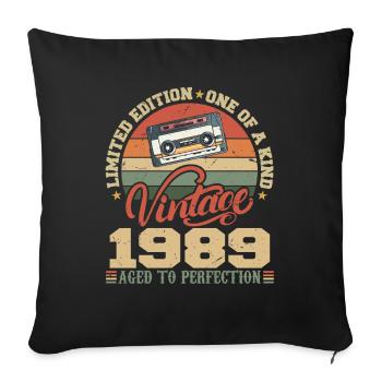 Jahrgang 1989 Retro Geburtstagsgeschenk 1989 - Sofakissenbezug 45 x 45 cm - Schwarz - Vorne
