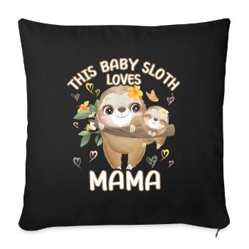 Ce bébé paresseux aime maman le jour de la fête des mères - Housse de coussin décorative 45 x 45 cm - noir - Devant