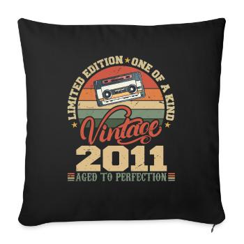 Vintage 2011 Cadeau D'anniversaire Retro 2011 - Housse de coussin décorative 45 x 45 cm - noir - Devant