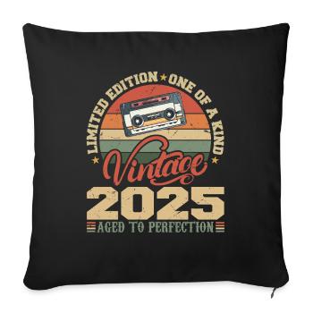 Vintage 2025 Cadeau D'anniversaire Retro 2025 - Housse de coussin décorative 45 x 45 cm - noir - Devant