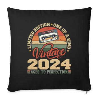 Vintage 2024 Cadeau D'anniversaire Retro 2024 - Housse de coussin décorative 45 x 45 cm - noir - Devant