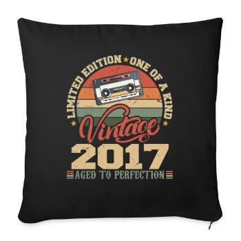 Vintage 2017 Cadeau D'anniversaire Retro 2017 - Housse de coussin décorative 45 x 45 cm - noir - Devant