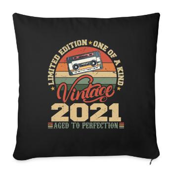 Vintage 2021 Cadeau D'anniversaire Retro 2021 - Housse de coussin décorative 45 x 45 cm - noir - Devant