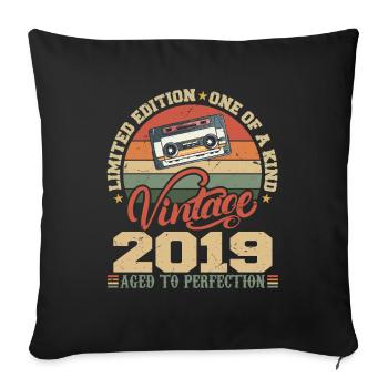Vintage 2019 Cadeau D'anniversaire Retro 2019 - Housse de coussin décorative 45 x 45 cm - noir - Devant