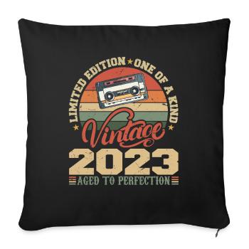 Vintage 2023 Cadeau D'anniversaire Retro 2023 - Housse de coussin décorative 45 x 45 cm - noir - Devant