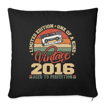 Vintage 2016 Retro Birthday Gift 2016 - Sofa pillowcase 17,3'' x 17,3'' (45 x 45 cm) - black - Front