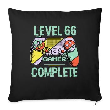 Level 66 Complete 66 Years Old Gamer Level 66 Complete - Sofa pillowcase 17,3'' x 17,3'' (45 x 45 cm) - black - Front
