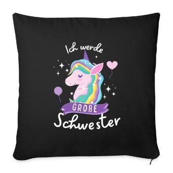 Ich werde große Schwester 2024 Einhorn Loading Süß - Sofakissenbezug 45 x 45 cm - Schwarz - Vorne