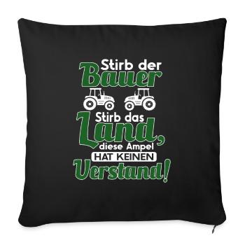 Bauern und Landwirte Demo - Traktor Agrar Protest - Sofakissenbezug 45 x 45 cm - Schwarz - Vorne