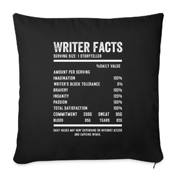 Writer - Storyteller Facts - Sofa pillowcase 17,3'' x 17,3'' (45 x 45 cm) - black - Front