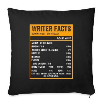 Writer - Storyteller Facts - Sofa pillowcase 17,3'' x 17,3'' (45 x 45 cm) - black - Front