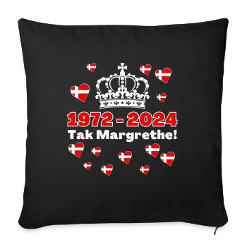 Danemark 52 Ans Reine Margrethe 1972 - 2024 - Housse de coussin décorative 45 x 45 cm - noir - Devant