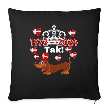 Danemark 52 Ans Reine Margrethe 1972 - 2024 - Housse de coussin décorative 45 x 45 cm - noir - Devant