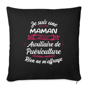 Maman et une Auxiliaire Puériculture Humour - Housse de coussin décorative 45 x 45 cm - noir - Devant