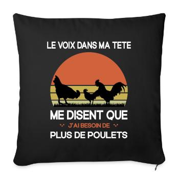 Papys Poules Humour Mamans Poules - Housse de coussin décorative 45 x 45 cm - noir - Devant